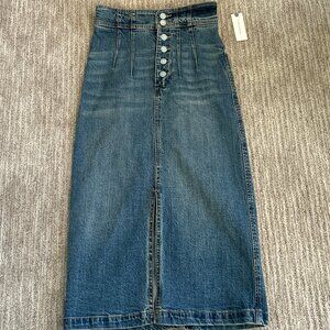 NWT Anthropologie ~ Pilcro ~ Denim Midi Skirt ~ 0 ~ $116 ~ Stretch ~